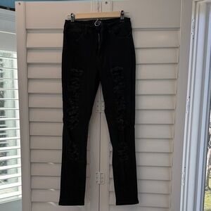 Dolls Kill Black Ripped Skinny Jeans
